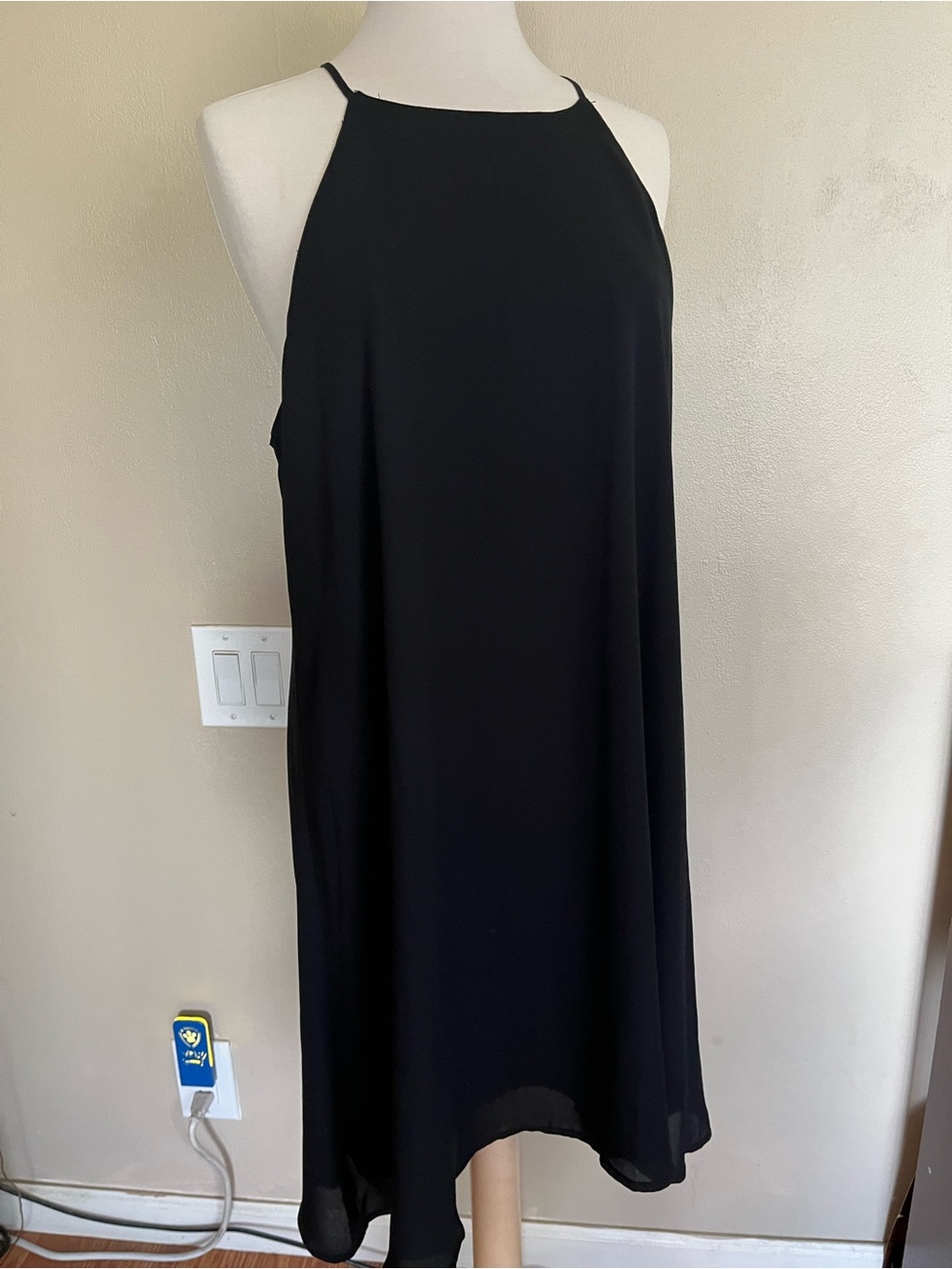 Decree Black A-Line Halter Dress